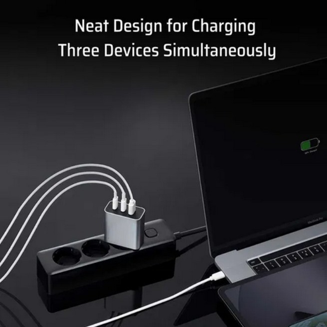 Зарядний пристрій CUKTECH 65W GaN 2C1A Grey (AD653CEU) Вихідний роз'єм USB Type-C