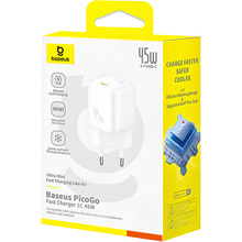 Сетевое зарядное устройство BASEUS PicoGo GaN Fast Charger Type-C 45W White (P10176800213-00)