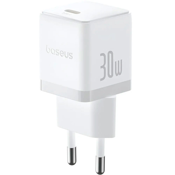Мережевий зарядний пристрій BASEUS Palm Fast Charger Type-C 30W + кабель Type-C 1 м White (P10111605213-01) Потужність 30