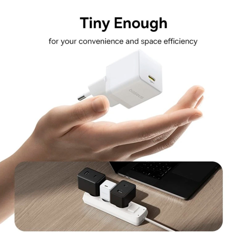 Замовити Мережевий зарядний пристрій BASEUS Palm Fast Charger Type-C 30W + кабель Type-C 1 м White (P10111605213-01)