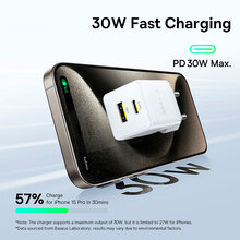 Зарядний пристрій BASEUS Palm Fast Charger Type-C+USB 30W + кабель Type-C 1 м White (P1011160A213-01)