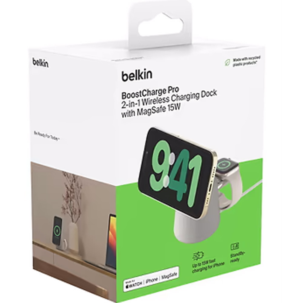 Беспроводное зарядное устройство BELKIN MagSafe 2в1 Sand Mass (WIZ020VFH37) Количество беспроводных зон 2