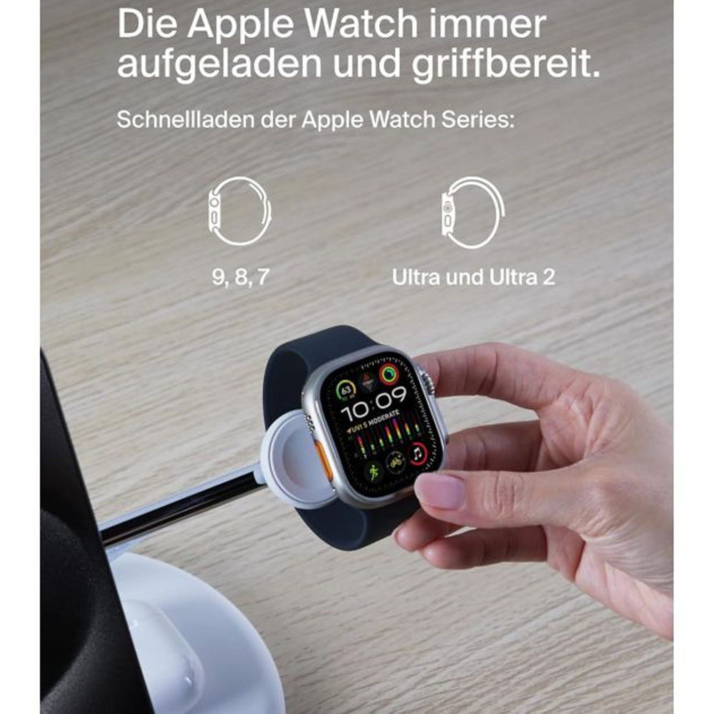 Внешний вид Беспроводное зарядное устройство BELKIN Magnetic Adjustable Pad Qi2 3в1 15Вт White (WIZ023VFWH)