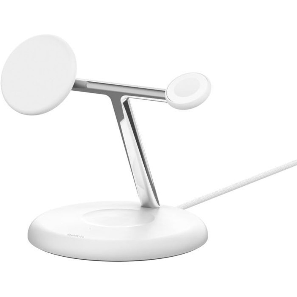 Беспроводное зарядное устройство BELKIN Magnetic Adjustable Pad Qi2 3в1 15Вт White (WIZ023VFWH)