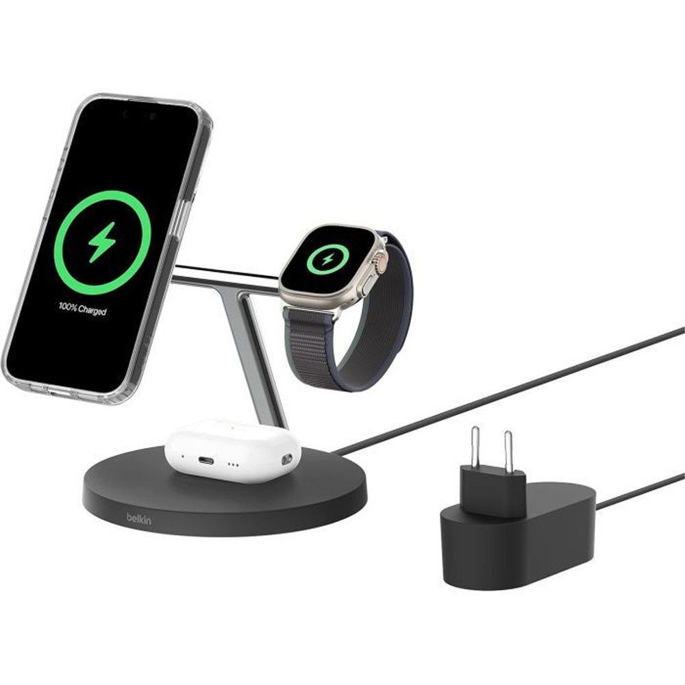 Покупка Беспроводное зарядное устройство BELKIN Magnetic Pad Qi2 3в1 15Вт Black (WIZ032KQBK)