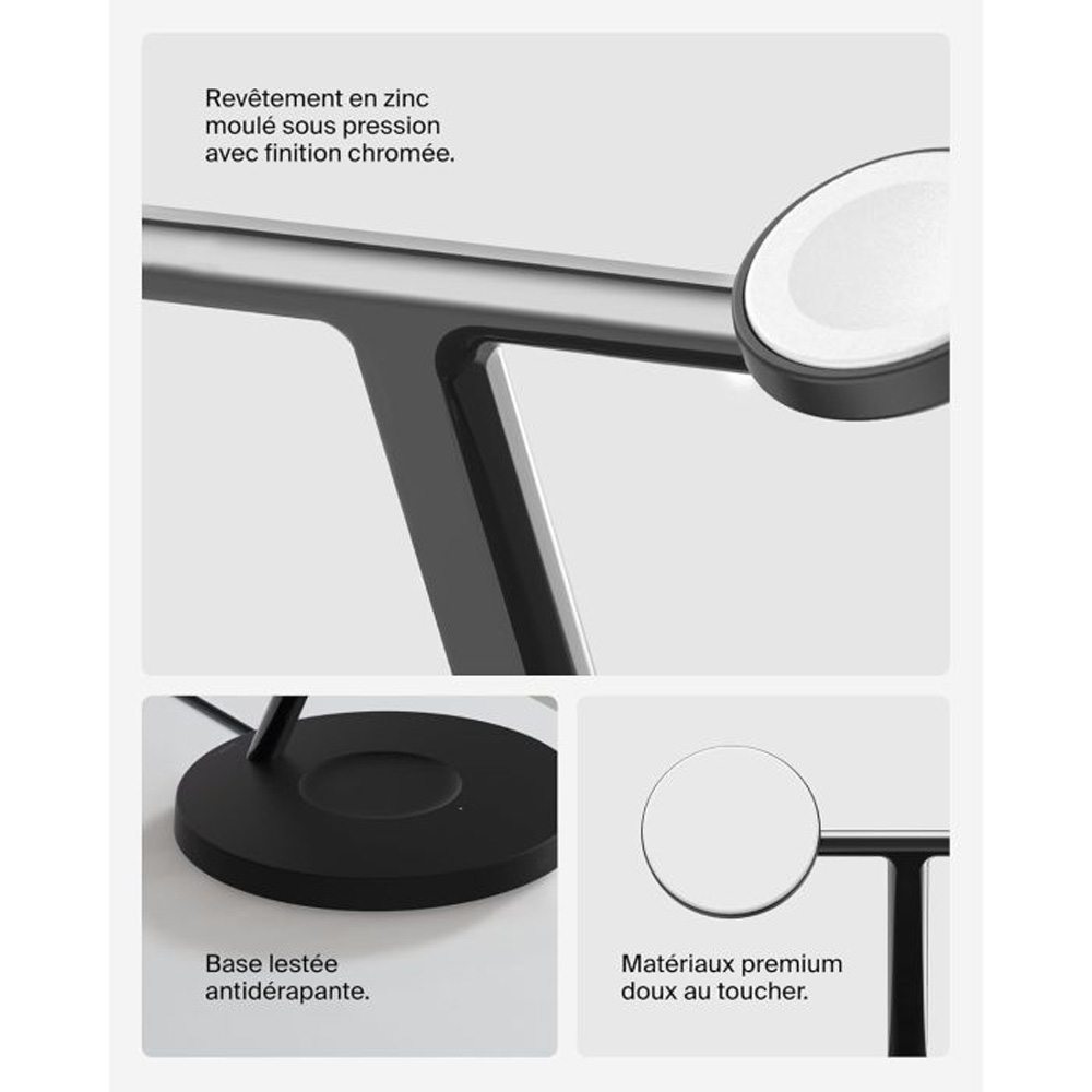 Внешний вид Беспроводное зарядное устройство BELKIN Magnetic Pad Qi2 3в1 15Вт Black (WIZ032KQBK)