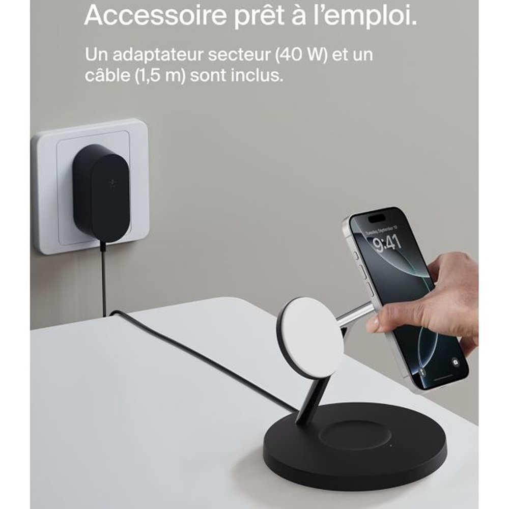 Фото Беспроводное зарядное устройство BELKIN Magnetic Pad Qi2 3в1 15Вт Black (WIZ032KQBK)