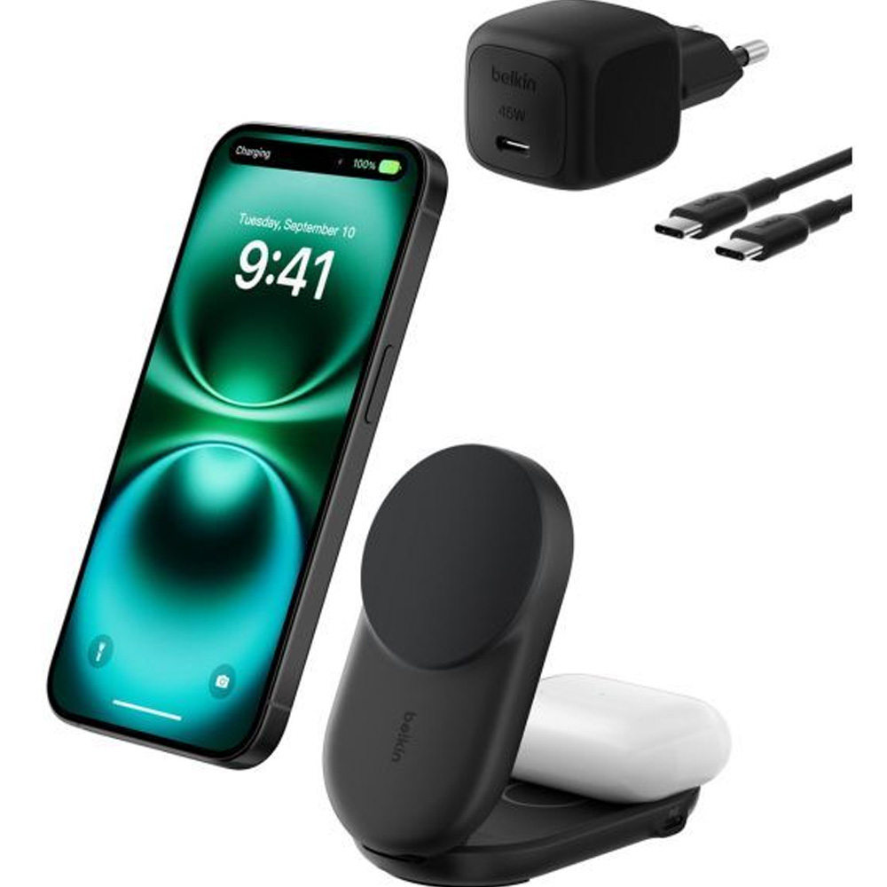 Беспроводное зарядное устройство BELKIN UltraCharge Foldable Magnetic Charging 25Вт 2в1 Black (WIZ039KQBK) Количество беспроводных зон 2