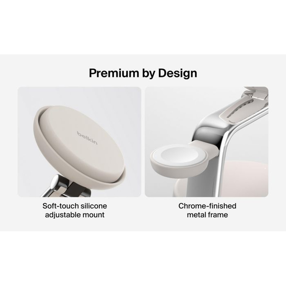 Беспроводное зарядное устройство BELKIN UltraCharge Pro 3в1 Magnetic Charging Dock 25Вт Sand (WIZ040KQSD) Кабель съемный