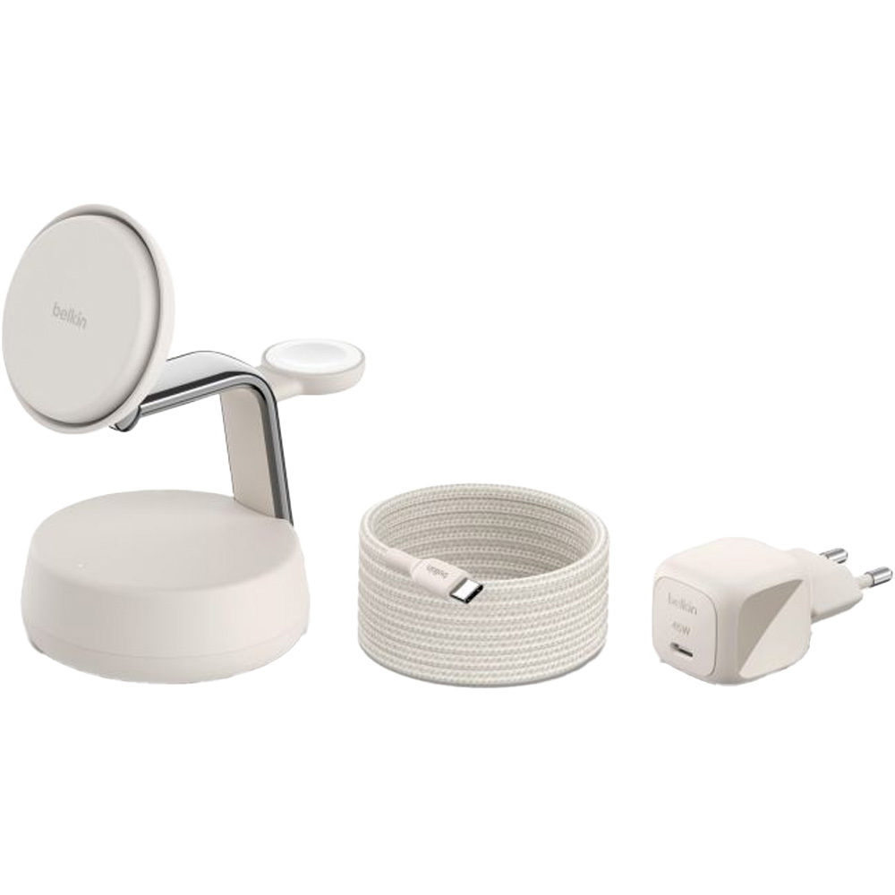 Беспроводное зарядное устройство BELKIN UltraCharge Pro 3в1 Magnetic Charging Dock 25Вт Sand (WIZ040KQSD)