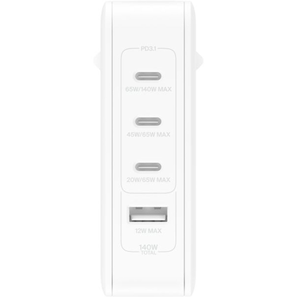 Изображение Сетевое зарядное устройство BELKIN 3хUSB-С GAN PD PPS USB-A 140Вт White (WCH014BTWH)
