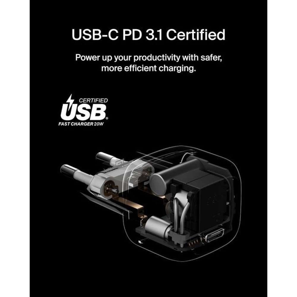 Изображение Сетевое зарядное устройство BELKIN USB-C PD PPS 20Вт White (WCA009KQWH)