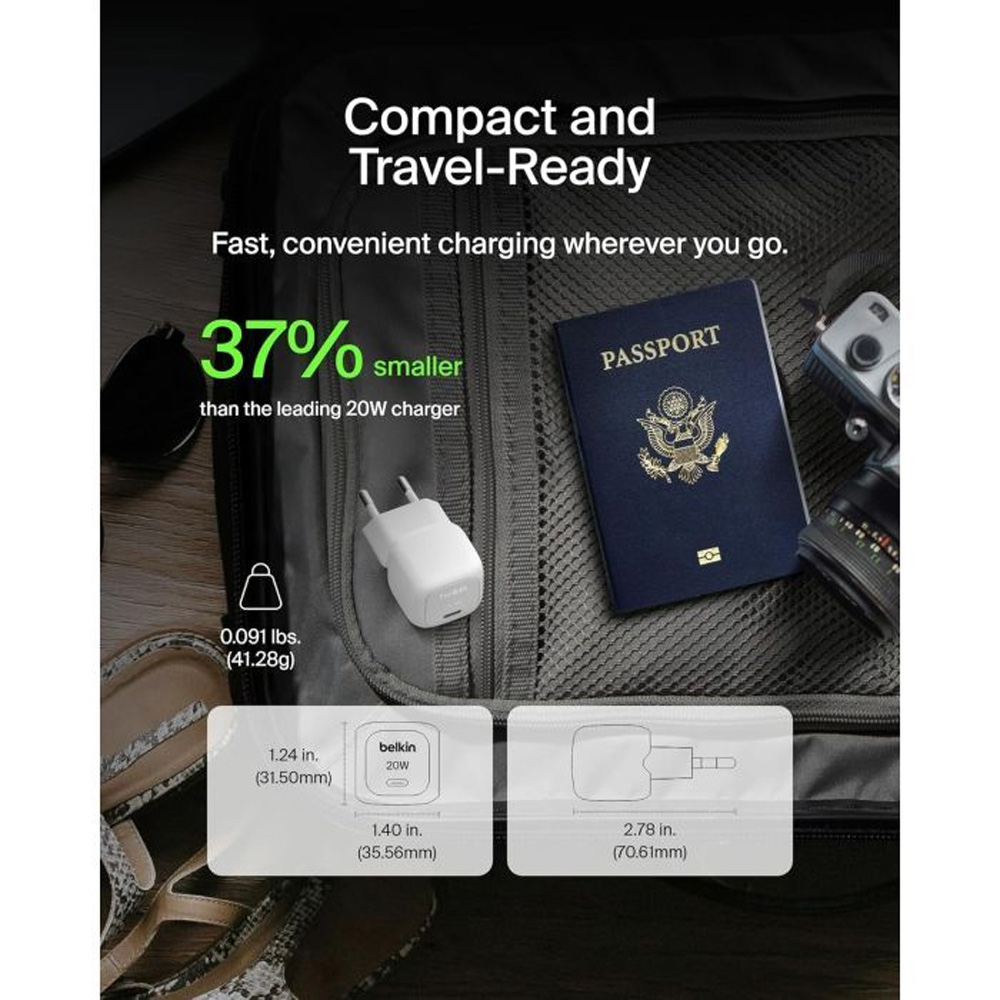 Внешний вид Сетевое зарядное устройство BELKIN USB-C PD PPS 20Вт White (WCA009KQWH)