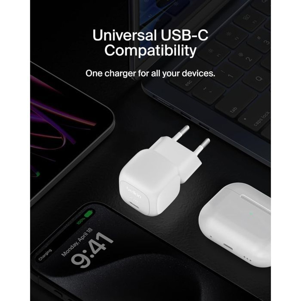 Покупка Сетевое зарядное устройство BELKIN USB-C PD PPS 20Вт White (WCA009KQWH)