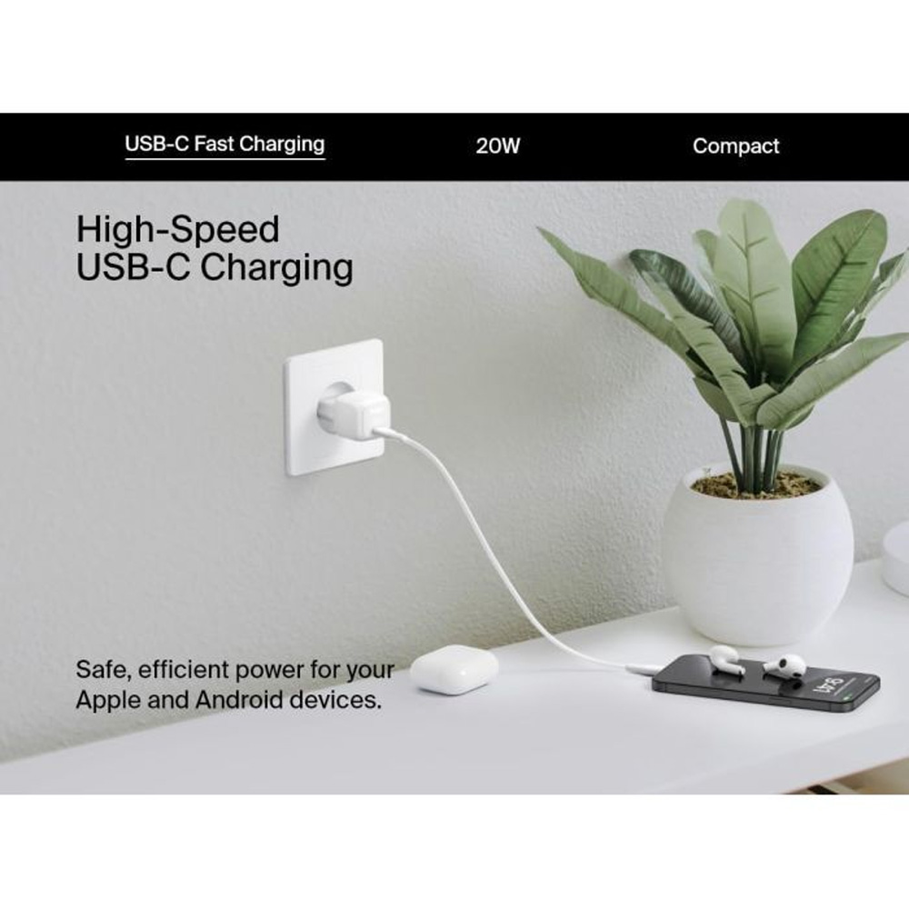 В Украине Сетевое зарядное устройство BELKIN USB-C PD PPS 20Вт White (WCA009KQWH)