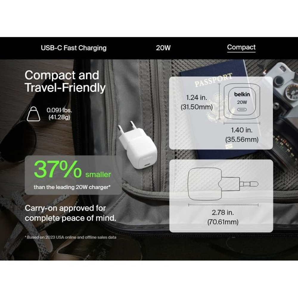 Заказать Сетевое зарядное устройство BELKIN USB-C PD PPS 20Вт White (WCA009KQWH)