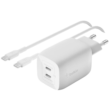 Сетевое зарядное устройство BELKIN 65 Вт 2хUSB-С GAN PD PPS, кабель USB-С > USB-C 2 м White (WCH013VF2MWH-B6)