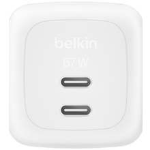 Сетевое зарядное устройство BELKIN 67 Вт 2хUSB-С GAN PD PPS, кабель USB-С > USB-C 2м White (WCH020KQ2MWH-B6)
