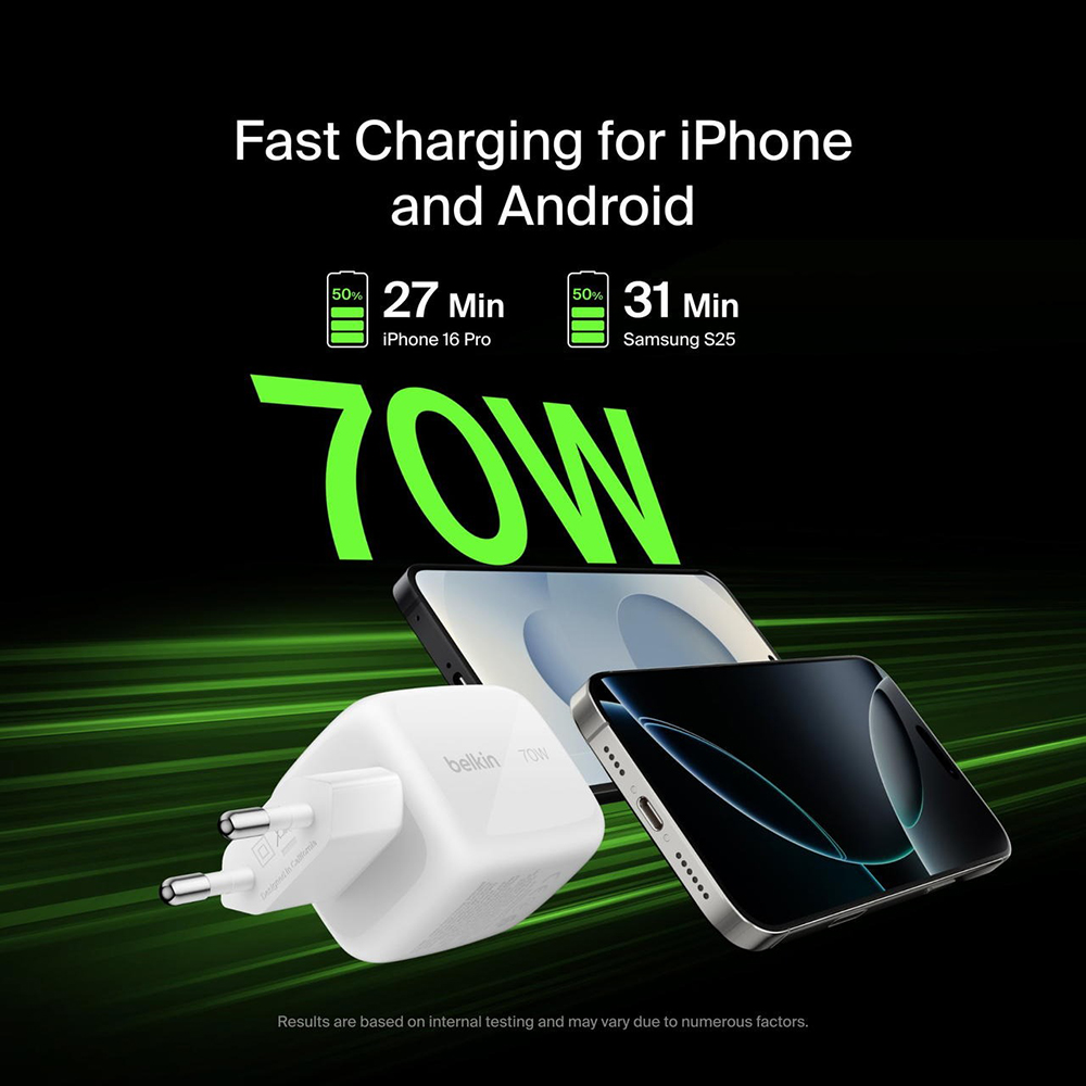 Сетевое зарядное устройство BELKIN 70Вт 2хUSB-С/USB-A GAN PD PPS White (WCH018HQWH) Выходной разъем USB 