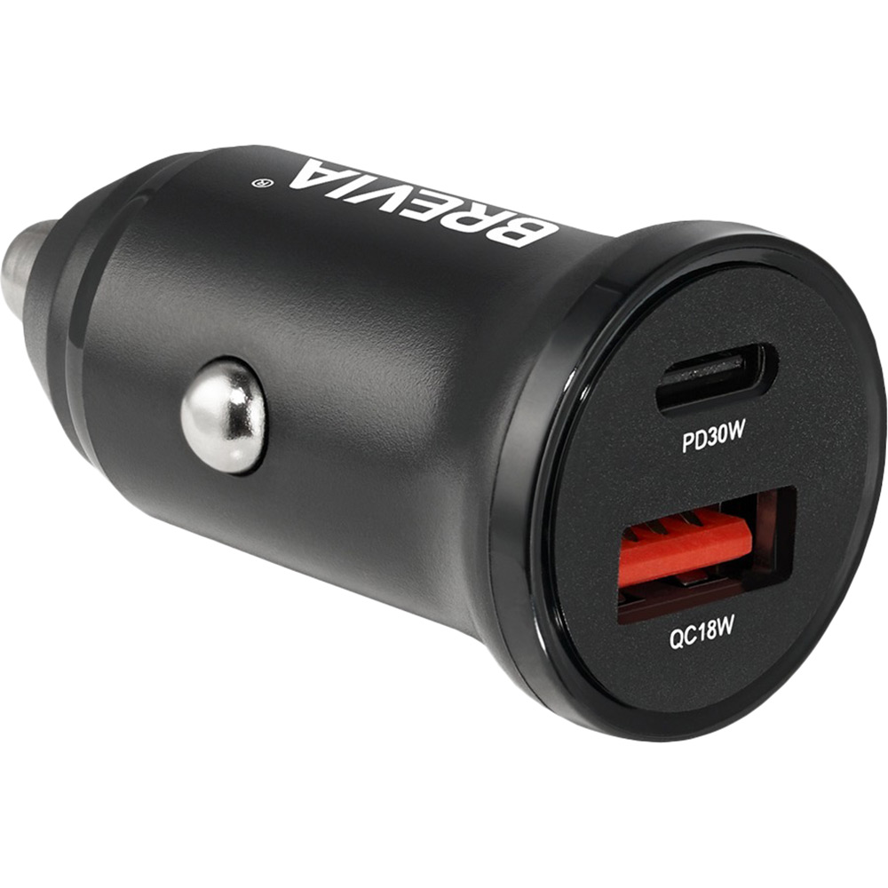 Автомобильное зарядное устройство Brevia ePower DualCharge 30W 1xUSB-C+1xUSB-A Black (46430CAB)
