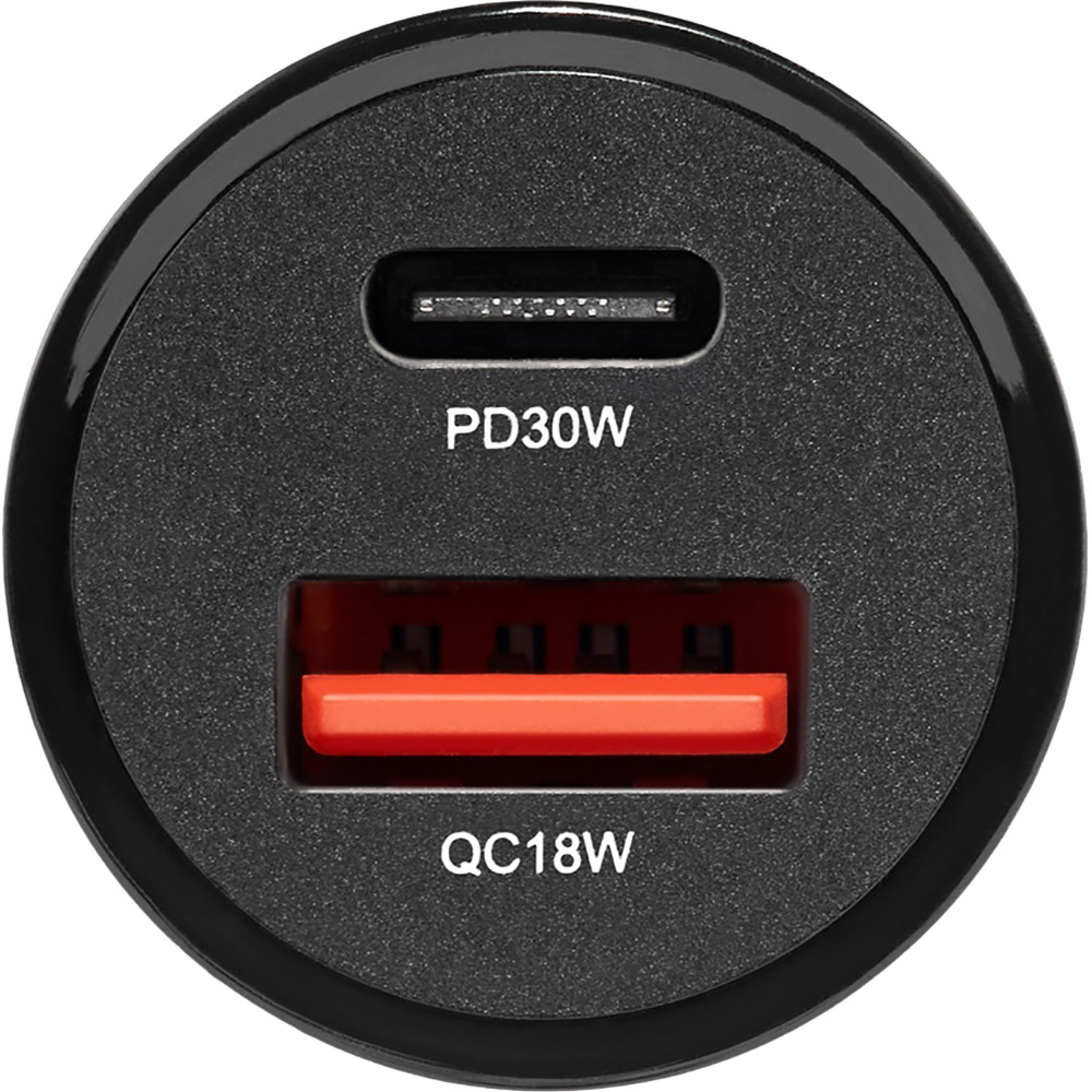Автомобильное зарядное устройство Brevia ePower DualCharge 30W 1xUSB-C+1xUSB-A Black (46430CAB) Мощность 30