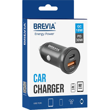 Автомобильное зарядное устройство Brevia ePower DualCharge 30W 1xUSB-C+1xUSB-A Black (46430CAB)