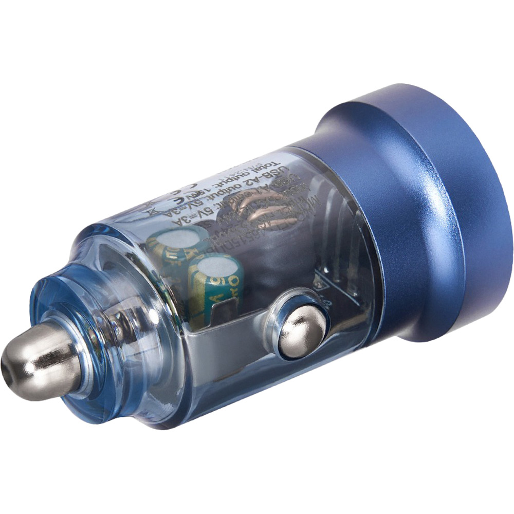 Автомобільний зарядний пристрій Brevia ePower DualDrive 15W 2xUSB-A Transparent Blue (46515DUBL) Кабель відсутній