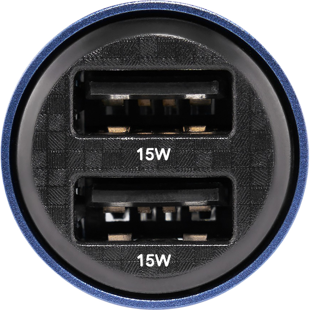 Автомобільний зарядний пристрій Brevia ePower DualDrive 15W 2xUSB-A Transparent Blue (46515DUBL) Потужність 15
