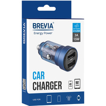 Автомобільний зарядний пристрій Brevia ePower DualDrive 15W 2xUSB-A Transparent Blue (46515DUBL)