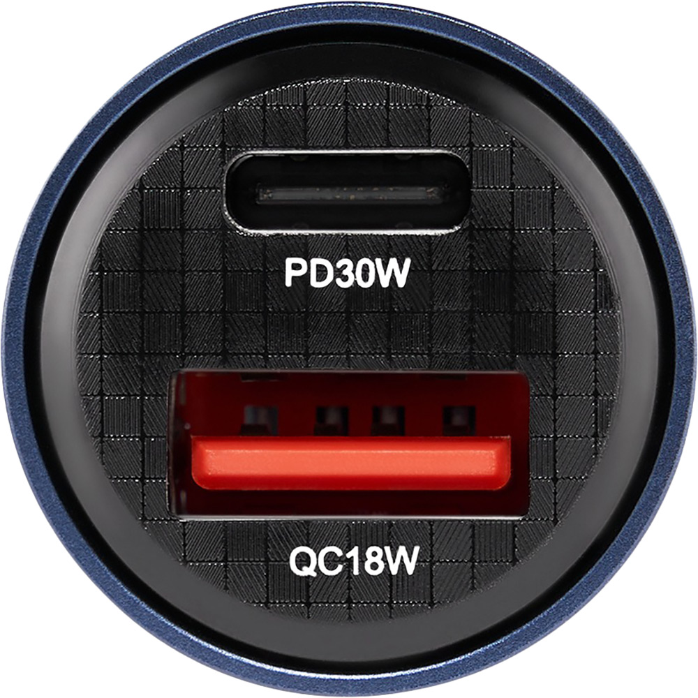 Автомобільний зарядний пристрій Brevia ePower DualCharge 30W 1xUSB-C+1xUSB-A Transparent Blue (46530CABL) Потужність 30