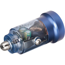 Автомобільний зарядний пристрій Brevia ePower DualCharge 30W 1xUSB-C+1xUSB-A Transparent Blue (46530CABL)