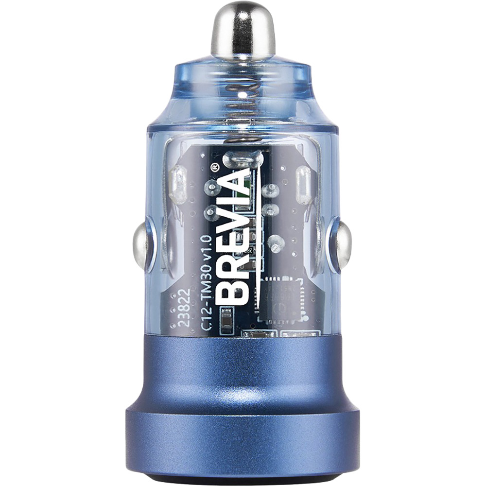 Автомобільний зарядний пристрій Brevia ePower DualCharge 30W 1xUSB-C+1xUSB-A Transparent Blue (46530CABL) Тип автомобільний зарядний пристрій