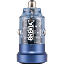 Автомобильное зарядное устройство Brevia ePower DualCharge 45W 1xUSB-C+1xUSB-A Transparent Blue (46545CABL)