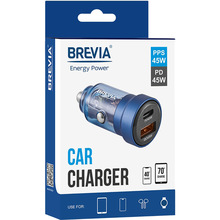 Автомобильное зарядное устройство Brevia ePower DualCharge 45W 1xUSB-C+1xUSB-A Transparent Blue (46545CABL)