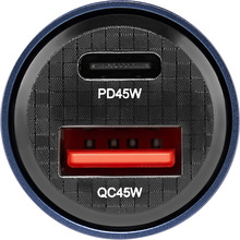 Автомобильное зарядное устройство Brevia ePower DualCharge 45W 1xUSB-C+1xUSB-A Transparent Blue (46545CABL)