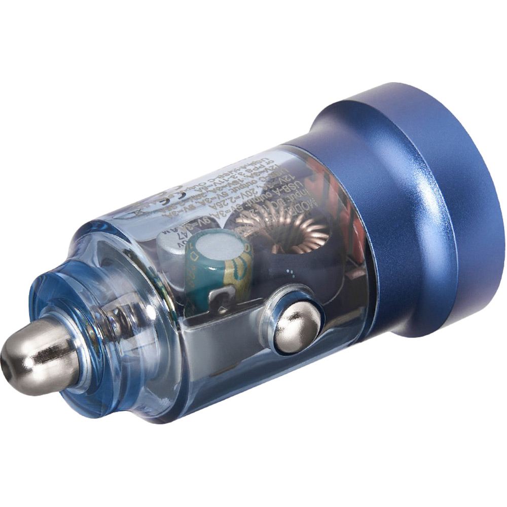 Автомобильное зарядное устройство Brevia ePower DualCharge 45W 1xUSB-C+1xUSB-A Transparent Blue (46545CABL) Кабель отсутствует