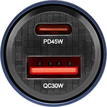 Автомобильное зарядное устройство Brevia ePower DualCharge 75W 1xUSB-C+1xUSB-A Transparent Blue (46575CABL)