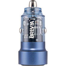 Автомобильное зарядное устройство Brevia ePower DualCharge 75W 1xUSB-C+1xUSB-A Transparent Blue (46575CABL)