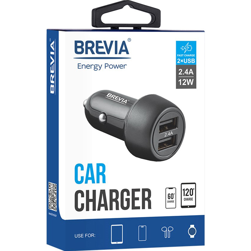 Автомобильное зарядное устройство BREVIA ePower DualDrive 12W 2xUSB-A Black (46012DUB) Выходной разъем USB 
