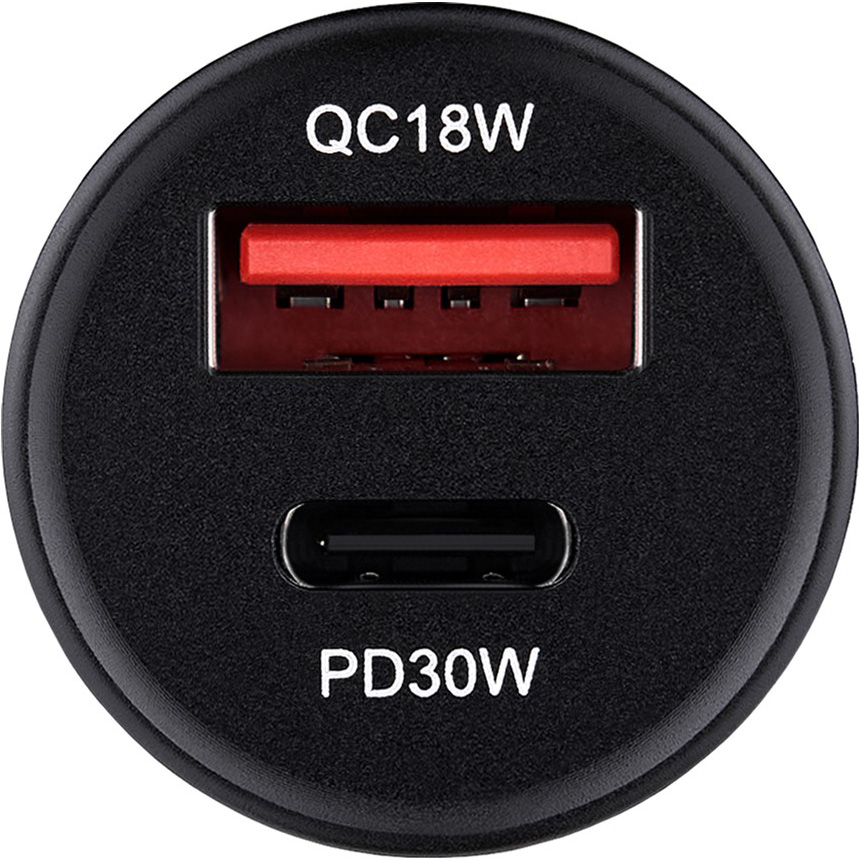 Автомобильное зарядное устройство BREVIA ePower DualCharge 30W 1xUSB-C+1xUSB-A Black (46030CAB) Кабель отсутствует