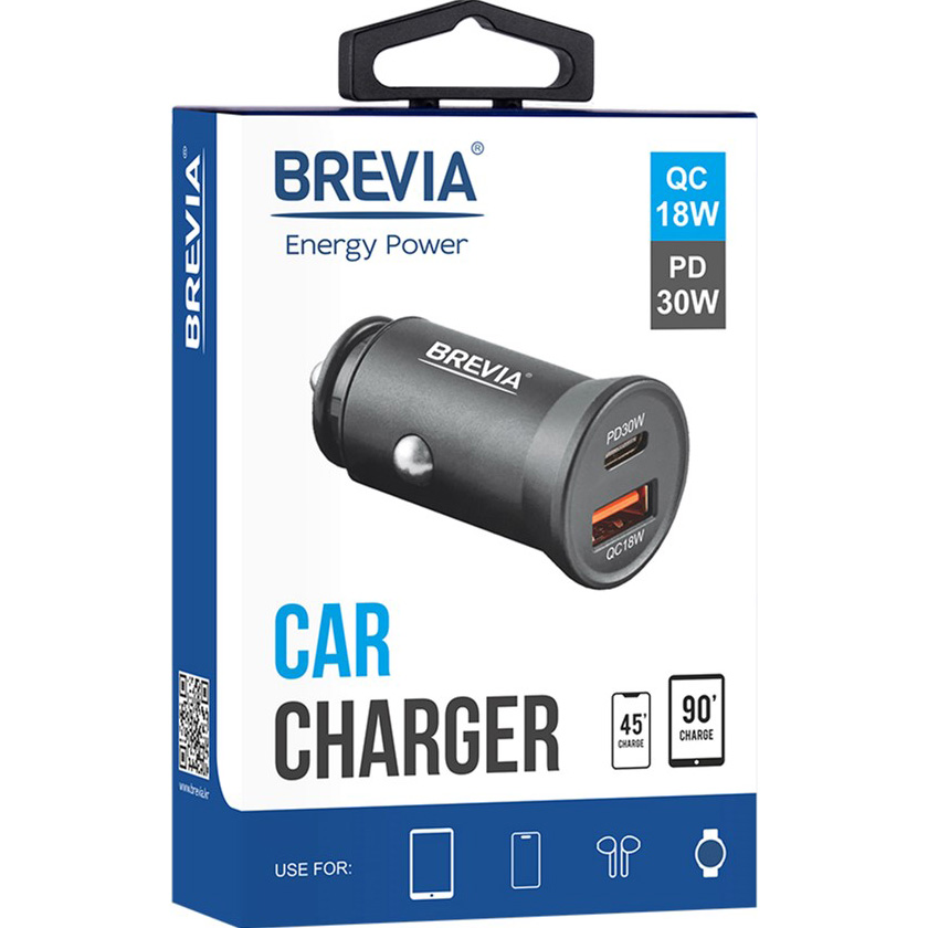 Автомобильное зарядное устройство BREVIA ePower DualCharge 30W 1xUSB-C+1xUSB-A Black (46030CAB) Выходной разъем USB Type-C