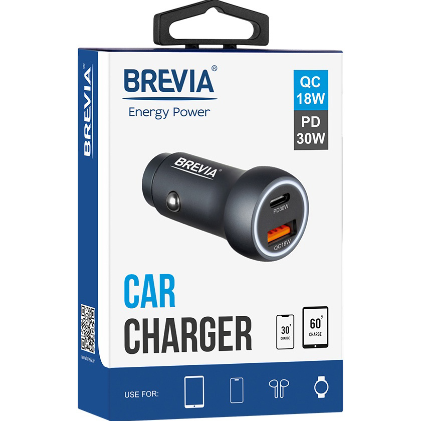 Автомобильное зарядное устройство BREVIA ePower Dual Style Metal LED 48W 1xUSB-C+1xUSB-A Black (46048SCUG) Выходной разъем USB 