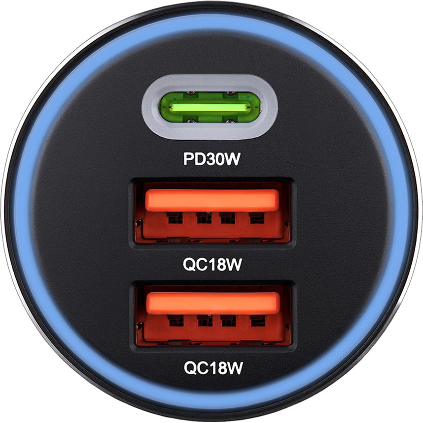 Автомобільний зарядний пристрій BREVIA ePower TriCharge 66W 1xUSB-C+2xUSB-A Black (46066DUCLB) Кабель відсутній