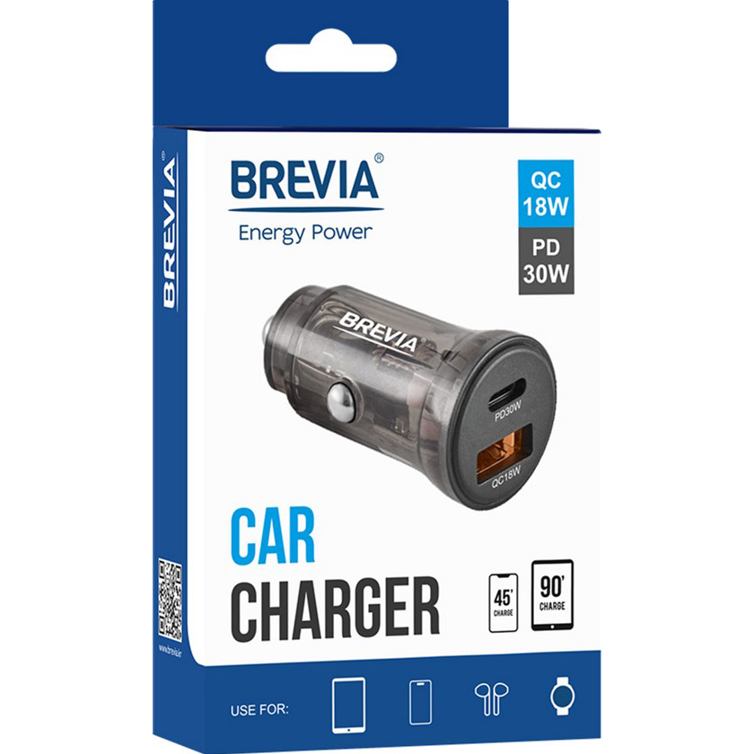 Автомобільний зарядний пристрій BREVIA ePower DualCharge 30W 1xUSB-C+1xUSB-A Black (46130CAB) Вихідний роз'єм USB