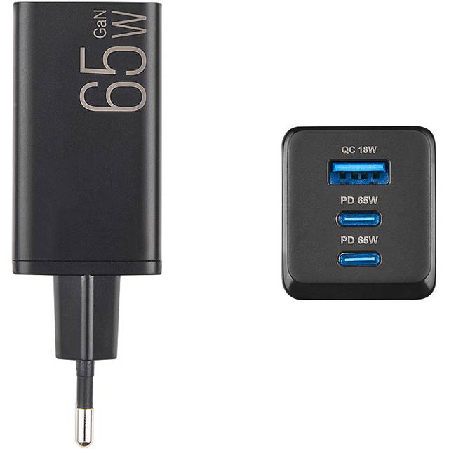 Сетевое зарядное устройство BREVIA ePowerGaN PD65W 2xUSB-C+USB-A Black (44065GDCUB) Кабель отсутствует