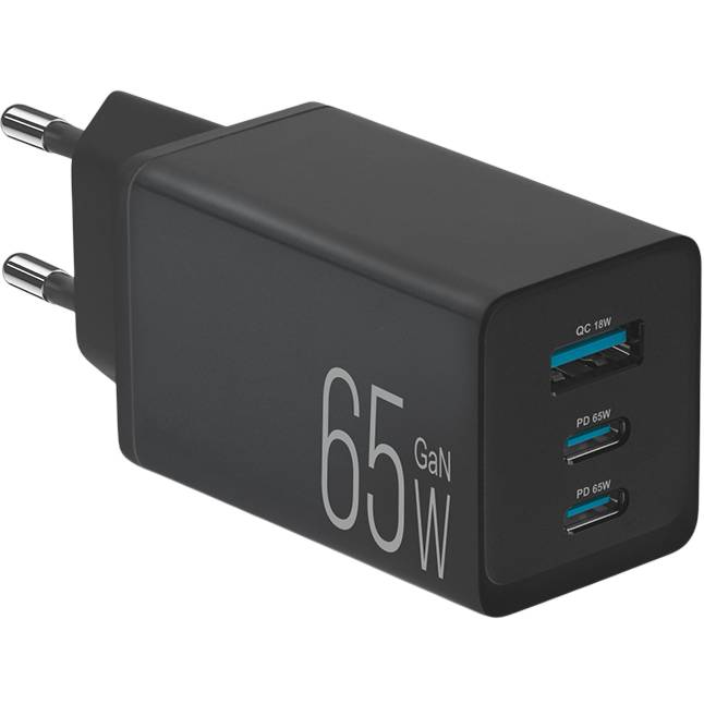 Сетевое зарядное устройство BREVIA ePowerGaN PD65W 2xUSB-C+USB-A Black (44065GDCUB)