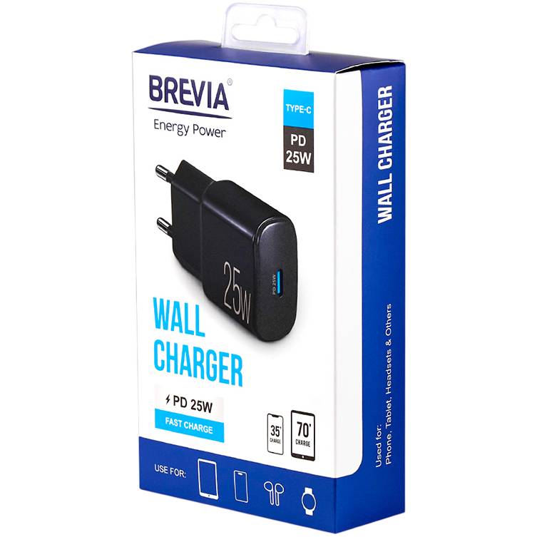 Внешний вид Сетевое зарядное устройство BREVIA ePower PD25W USB-C Black (45025CB)
