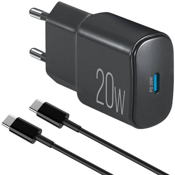 Сетевое зарядное устройство BREVIA ePower PD20W + Cable USB-C to USB-C 1м Black (45020CCB)