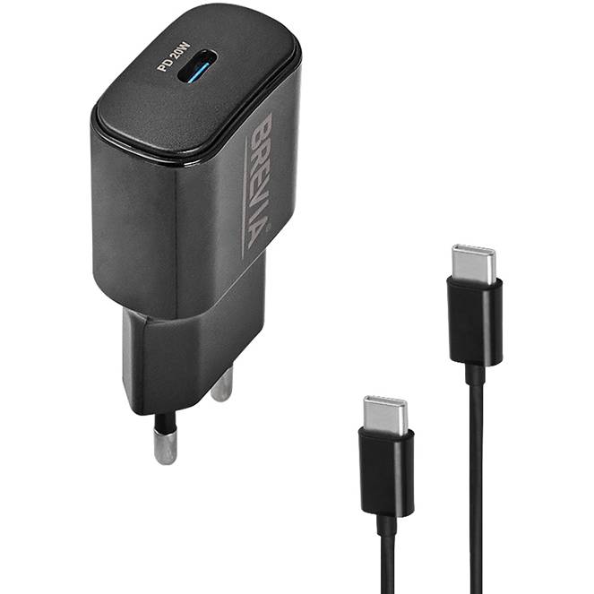 Сетевое зарядное устройство BREVIA ePower PD20W + Cable USB-C to USB-C 1м Black (45020CCB) Тип сетевое зарядное устройство
