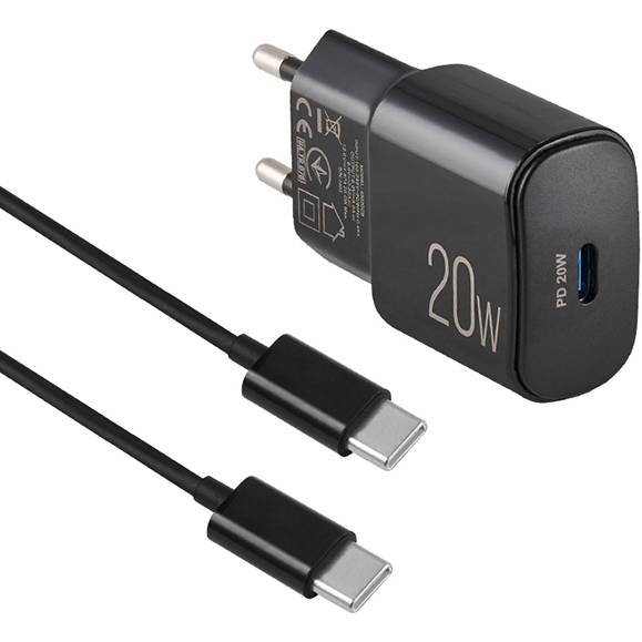Сетевое зарядное устройство BREVIA ePower PD20W + Cable USB-C to USB-C 1м Black (45020CCB) Мощность 20